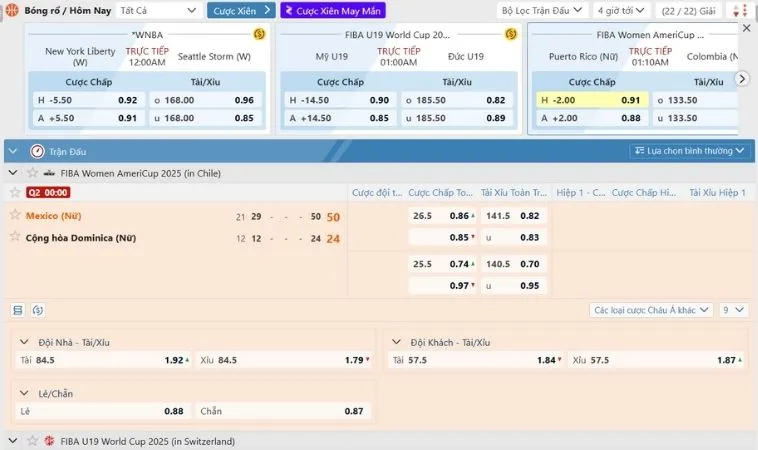 Bảng kèo cá cược bóng rổ K9CC