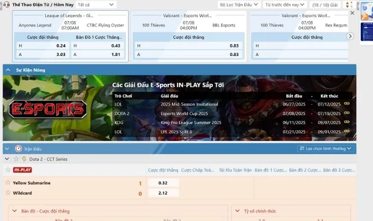 Hướng Dẫn Cách Chơi Thể Thao Điện Tử Tại K9CC Chi Tiết Nhất 2 Bảng kèo thể thao điện tử tại K9CC